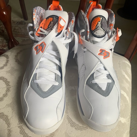 white and orange 8s